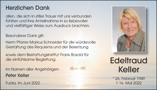 Traueranzeige von Edeltraud Keller von FZ