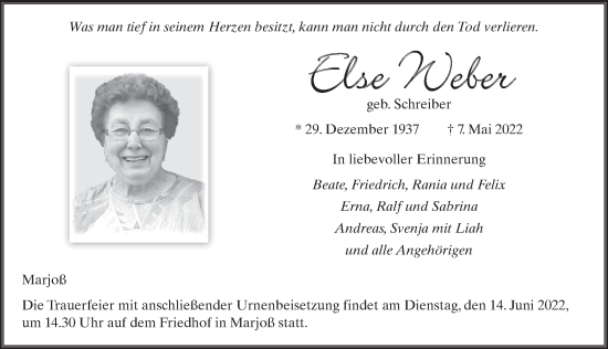 Traueranzeige von Else Weber von FZ