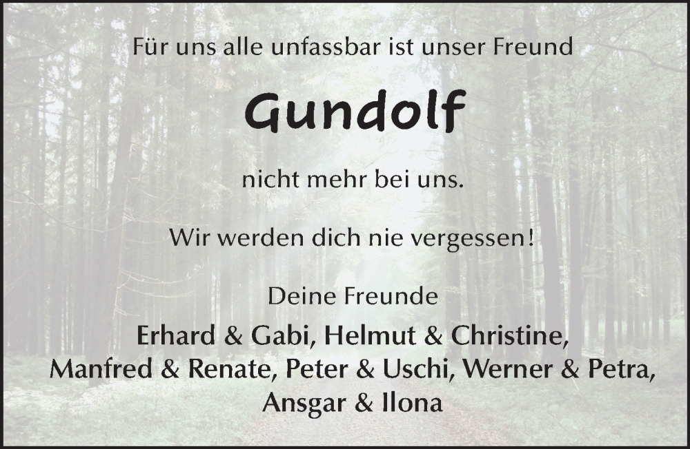  Traueranzeige für Gundolf Hofmann vom 25.06.2022 aus FZ