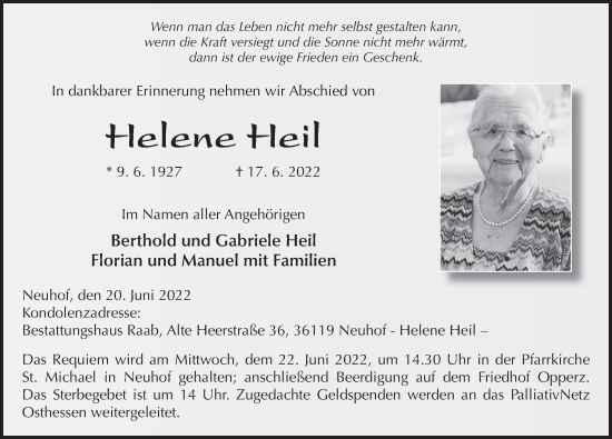 Traueranzeige von Helene Heil von FZ