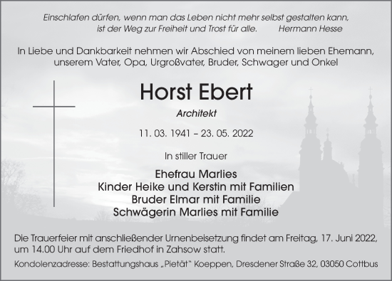 Traueranzeige von Horst Ebert von FZ