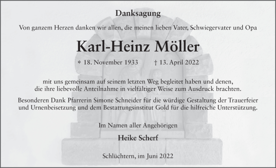 Traueranzeige von Karl-Heinz Möller von FZ