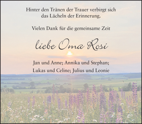 Traueranzeige von Rosemarie Müller von FZ