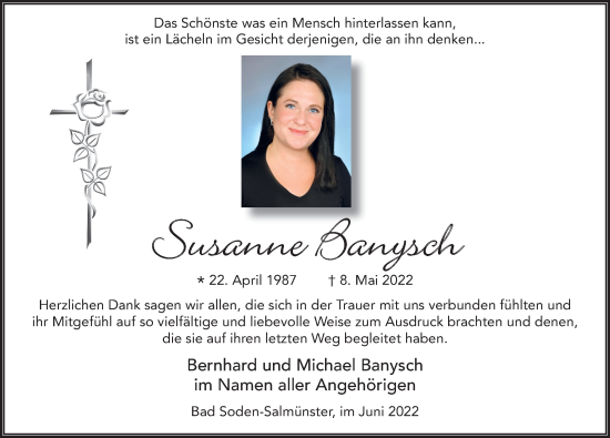 Traueranzeige von Susanne Banysch von FZ