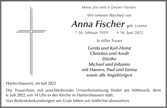 Traueranzeige von Anna Fischer von FZ