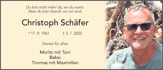 Traueranzeige von Christoph Schäfer von FZ