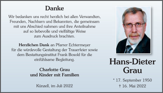 Traueranzeige von Hans-Dieter Grau von FZ