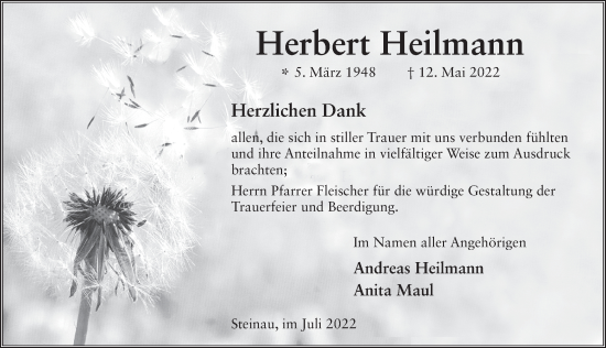 Traueranzeige von Herbert Heilmann von FZ