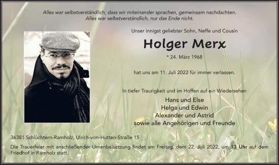 Traueranzeige von Holger Merx von FZ