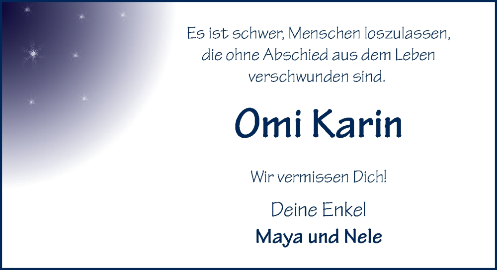  Traueranzeige für Karin Lohfink vom 11.07.2022 aus FZ