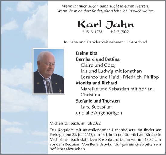 Traueranzeige von Karl Jahn von FZ
