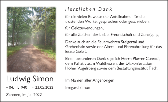 Traueranzeige von Ludwig Simon von FZ