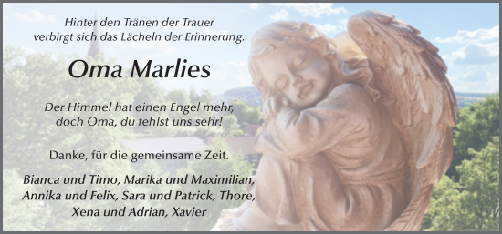 Traueranzeige von Marlies Diegelmann von FZ
