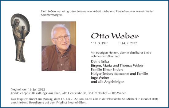Traueranzeige von Otto Weber von FZ