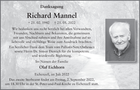 Traueranzeige von Richard Mannel von FZ