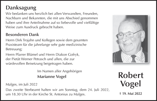 Traueranzeige von Robert Vogel von FZ
