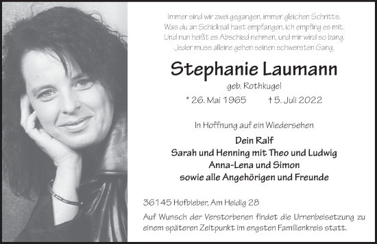 Traueranzeige von Stephanie Laumann von FZ