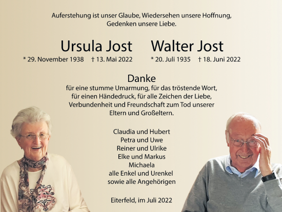 Traueranzeige von Ursula Jost von FZ