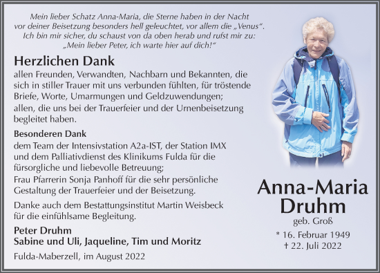 Traueranzeige von Anna-Maria Druhm von FZ