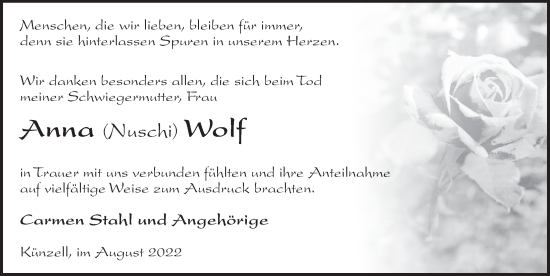 Traueranzeige von Anna Wolf von FZ