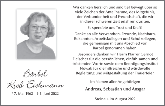Traueranzeige von Bärbel Kreß-Eickmann von FZ