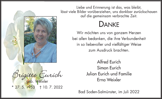 Traueranzeige von Brigitte Eurich von FZ