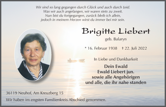 Traueranzeige von Brigitte Liebert von FZ