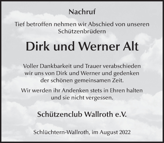 Traueranzeige von Dirk Alt von FZ