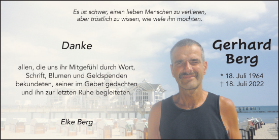 Traueranzeige von Gerhard Berg von FZ