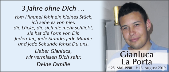 Traueranzeige von Gianluca La Porta von FZ