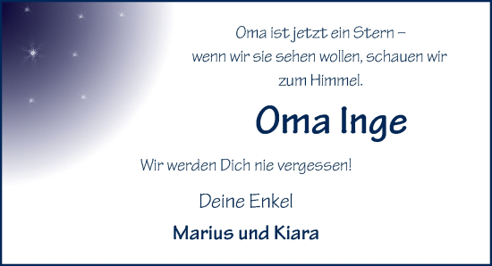 Traueranzeige von Inge Sauer von FZ