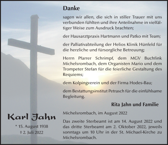 Traueranzeige von Karl Jahn von FZ