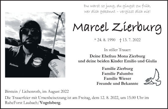 Traueranzeige von Marcel Zierburg von FZ