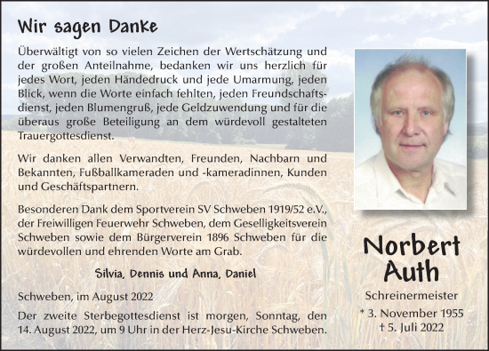 Traueranzeige von Norbert Auth von FZ