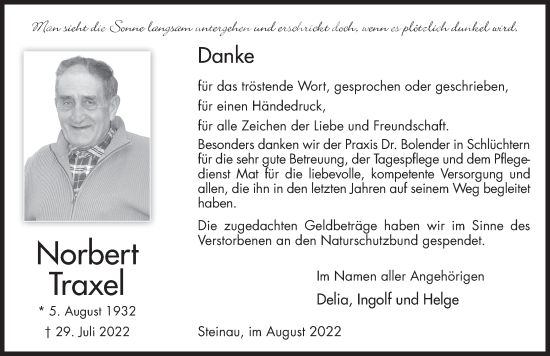 Traueranzeige von Norbert Traxel von FZ