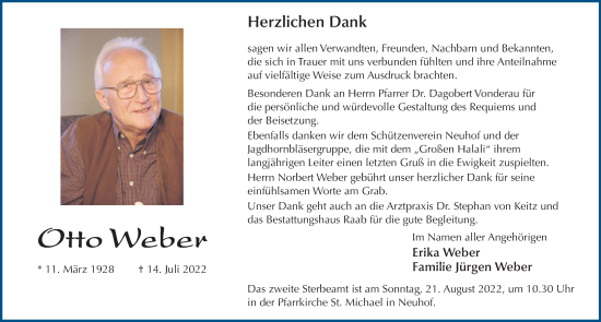Traueranzeige von Otto Weber von FZ