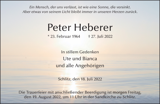 Traueranzeige von Peter Heberer von FZ