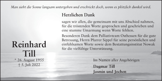 Traueranzeige von Reinhard Till von FZ