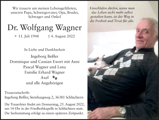 Traueranzeige von Wolfgang Wagner von FZ