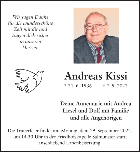 Traueranzeige von Andreas Kissi von FZ
