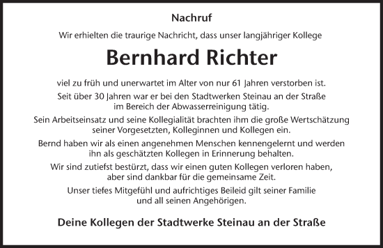 Traueranzeige von Bernd Richter von FZ