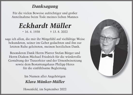 Traueranzeige von Eckhardt Müller von FZ
