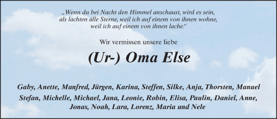 Traueranzeige von Else von der Tann von FZ