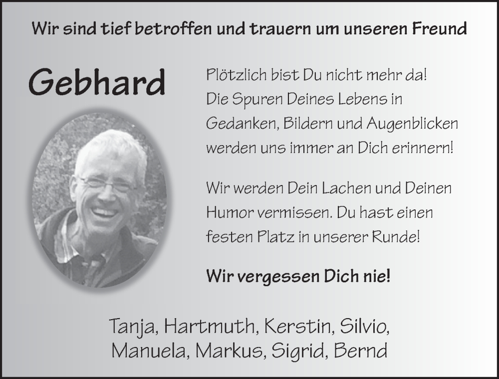  Traueranzeige für Gebhard Aumann vom 23.09.2022 aus FZ