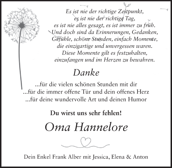 Traueranzeige von Hannelore Alber von FZ