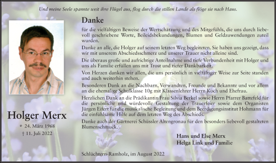 Traueranzeige von Holger Merx von FZ