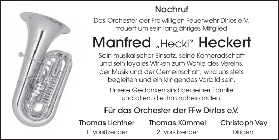 Traueranzeige von Manfred Heckert von FZ