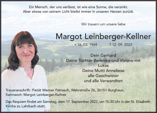 Traueranzeige von Margot Leinberger-Kellner von FZ