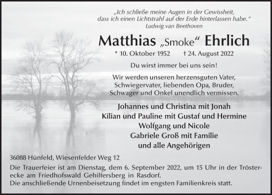 Traueranzeige von Matthias Ehrlich von FZ
