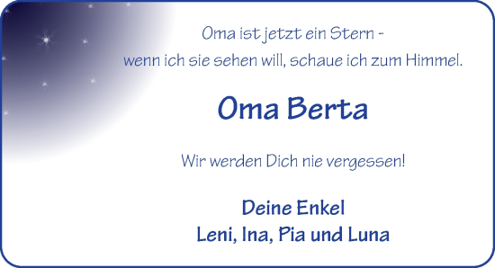 Traueranzeige von Berta Neuenschwander 